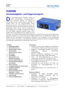 Sensorik Austria - Geschwindigkeitssensor VLM500 - Datenblatt