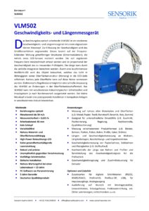 Sensorik Austria - Geschwindigkeitssensor VLM502 - Datenblatt